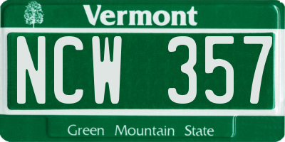 VT license plate NCW357