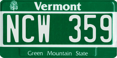VT license plate NCW359