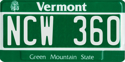 VT license plate NCW360