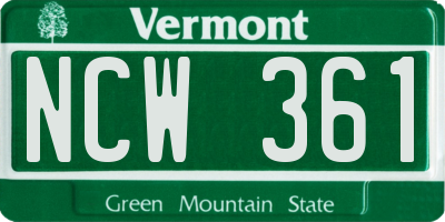 VT license plate NCW361