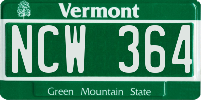 VT license plate NCW364