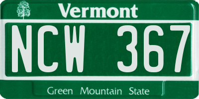 VT license plate NCW367