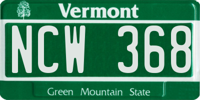 VT license plate NCW368