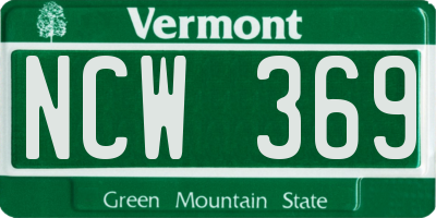 VT license plate NCW369