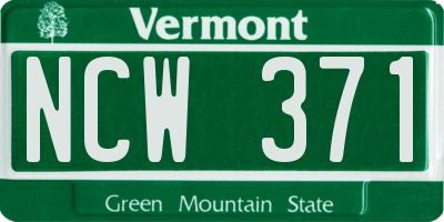 VT license plate NCW371