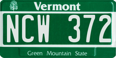VT license plate NCW372