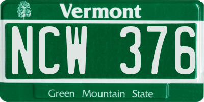 VT license plate NCW376