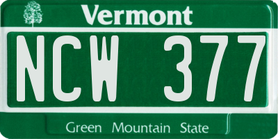 VT license plate NCW377