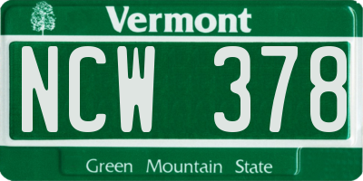 VT license plate NCW378