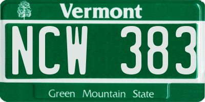VT license plate NCW383