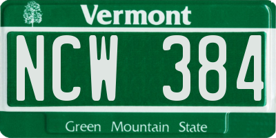 VT license plate NCW384