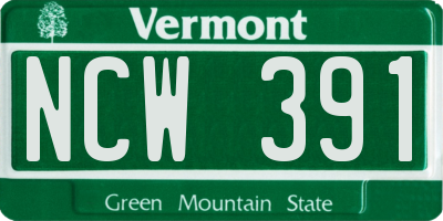VT license plate NCW391
