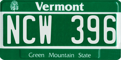 VT license plate NCW396