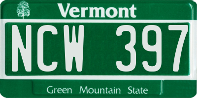 VT license plate NCW397