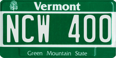 VT license plate NCW400