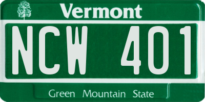 VT license plate NCW401