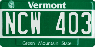 VT license plate NCW403