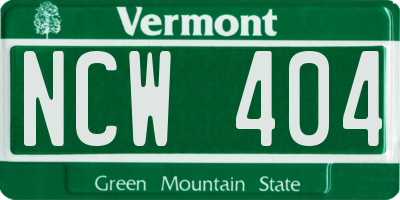 VT license plate NCW404