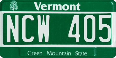 VT license plate NCW405