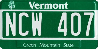 VT license plate NCW407