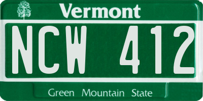 VT license plate NCW412