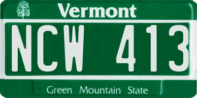 VT license plate NCW413