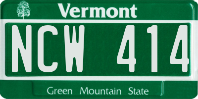VT license plate NCW414