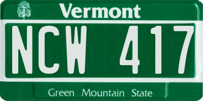 VT license plate NCW417