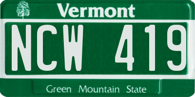 VT license plate NCW419