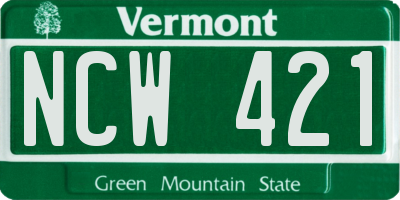 VT license plate NCW421