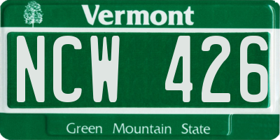 VT license plate NCW426