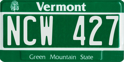 VT license plate NCW427