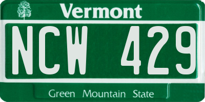VT license plate NCW429