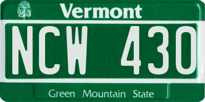 VT license plate NCW430