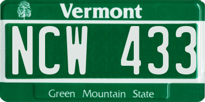 VT license plate NCW433