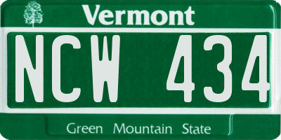 VT license plate NCW434