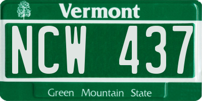 VT license plate NCW437
