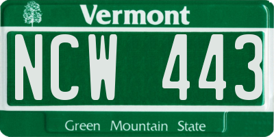 VT license plate NCW443