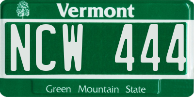 VT license plate NCW444