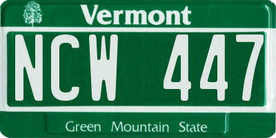 VT license plate NCW447