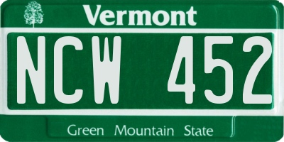 VT license plate NCW452