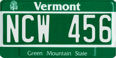VT license plate NCW456