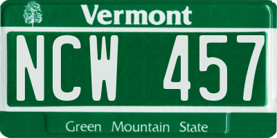 VT license plate NCW457