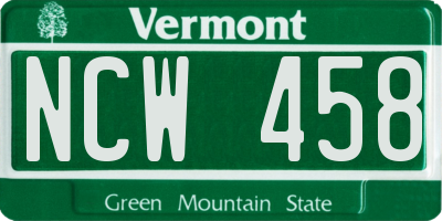VT license plate NCW458