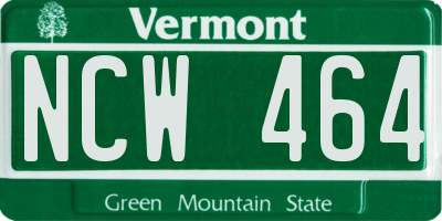 VT license plate NCW464