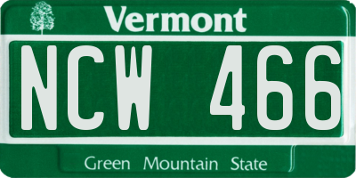 VT license plate NCW466