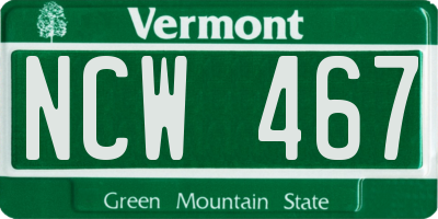 VT license plate NCW467