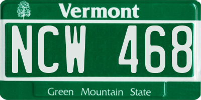 VT license plate NCW468