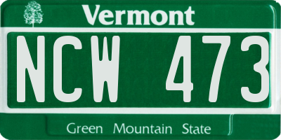 VT license plate NCW473