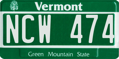 VT license plate NCW474